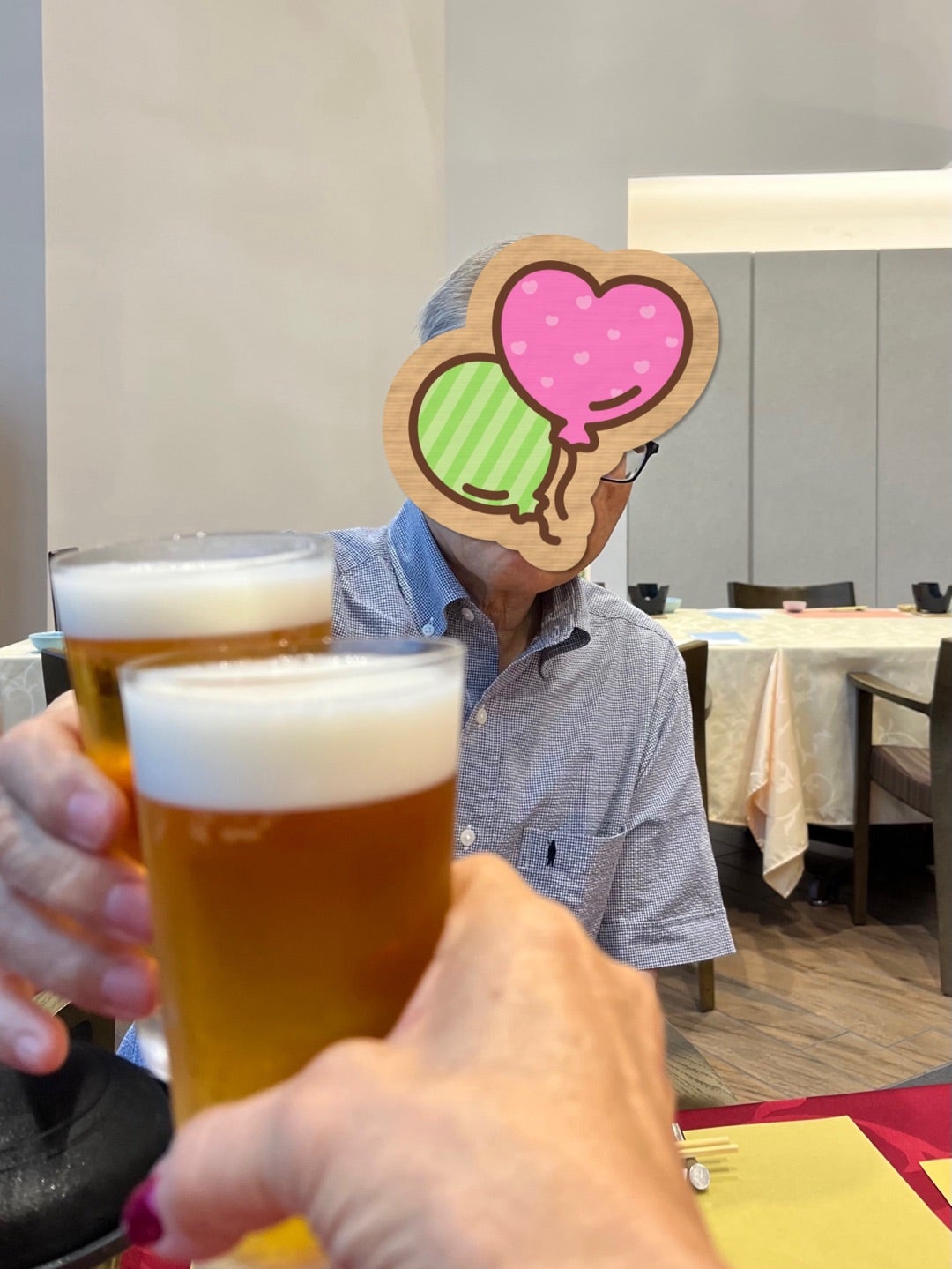 家族で乾杯した70歳の誕生日会