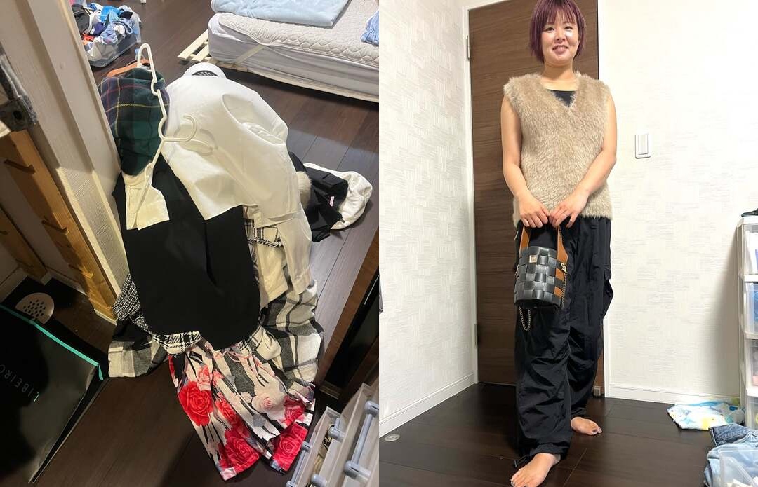 クローゼットの服を見直し、ベージュのベストで秋コーデを楽しむお客様